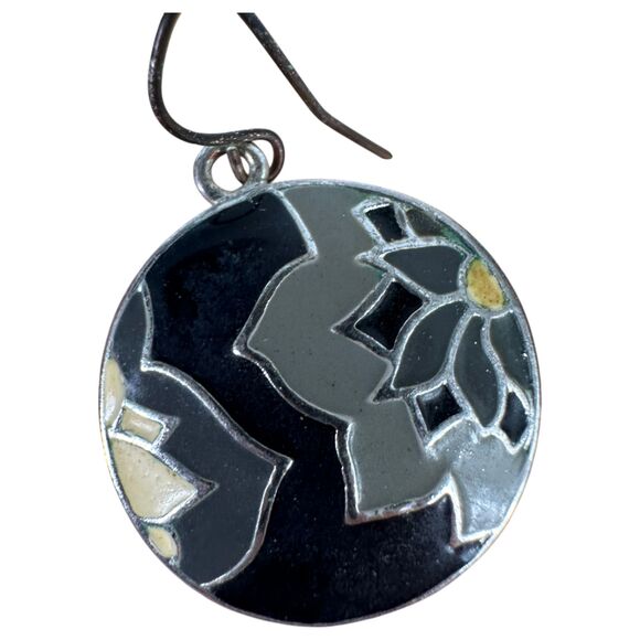 Vintage Cloisonne Floral Butterfly Earrings Lot of two pairs - Picture 4 of 4